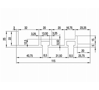 25 X 115 Conveyor Side Chassis Aluminum Profile Anodized - Conveyor part