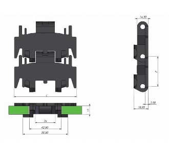  880 Bat Belt (Flat Ear) - Conveyor part Polyacetal (POM) 82.6 MM