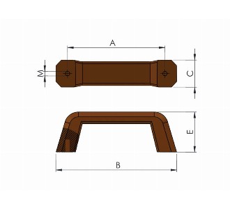  252 Bakelite Cover Handle - Conveyor part 137x170mm M8