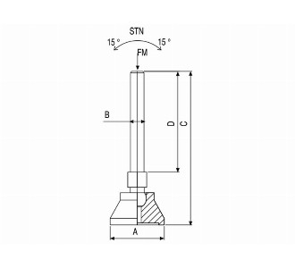 (Ø40) Plastic bottom wedge (6 Corners Stainless Steel) Angle 304 (Inox) - Conveyor part